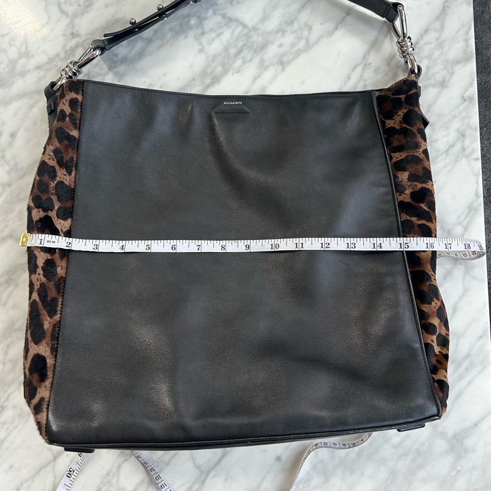 All Saints Black Leather Medium Hobo Tote - Picture 8 of 8